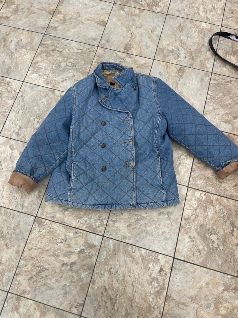 Vintage Lauren Jeans Co Jacket Womens Large Quilted Denim Equestrian Barn Coat